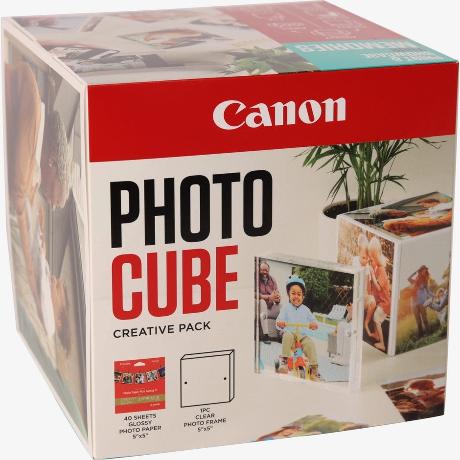 Canon Photo Cube and Frame + PP-201 5x5” Photo Paper Plus Glossy II (40 sheets) - Creative Pack