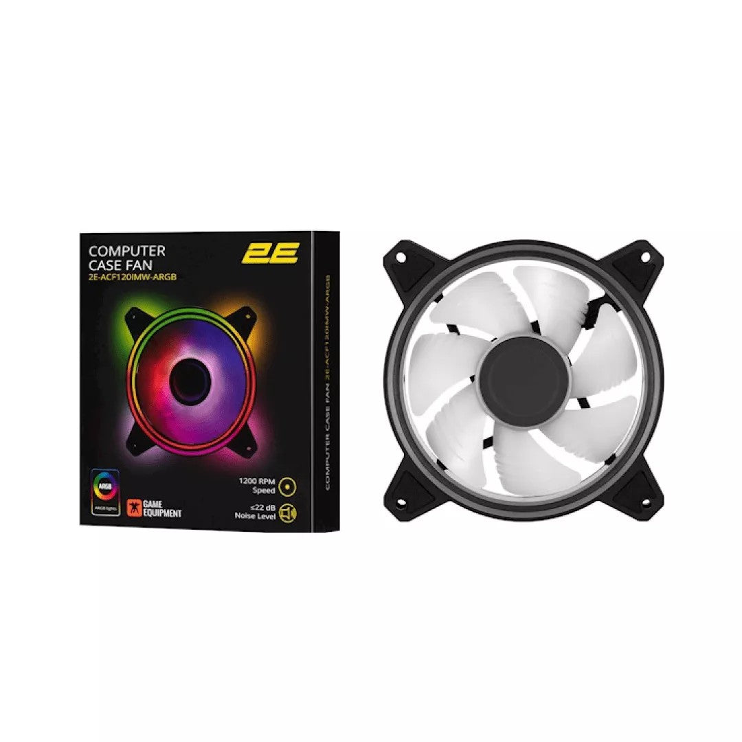 2E GAMING Case Fan Air Cool X Fan ACF120XB-ARGB, 120mm, 1200rpm, 3pin, 3pin +5VARGB, 20,4dBa, white