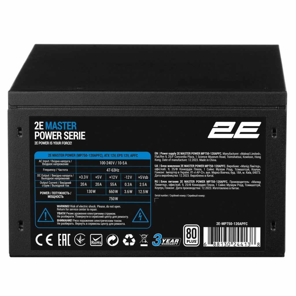 2E PSU BASIC POWER (400W), 80%, 120mm, 1xMB 24pin(20+4), 1xCPU 8pin(4+4), 3xMolex, 4xSATA, 1xPCIe 8pin(6+2)