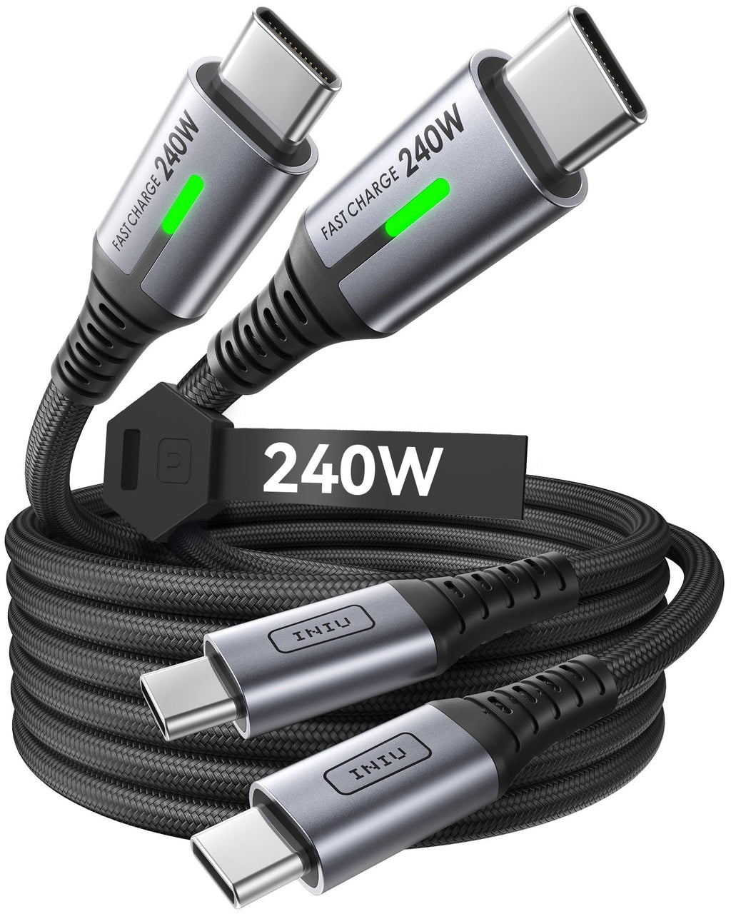 2E Сable USB-C > USB-C charge/data, 1m, 60W Type-C, Glow, black