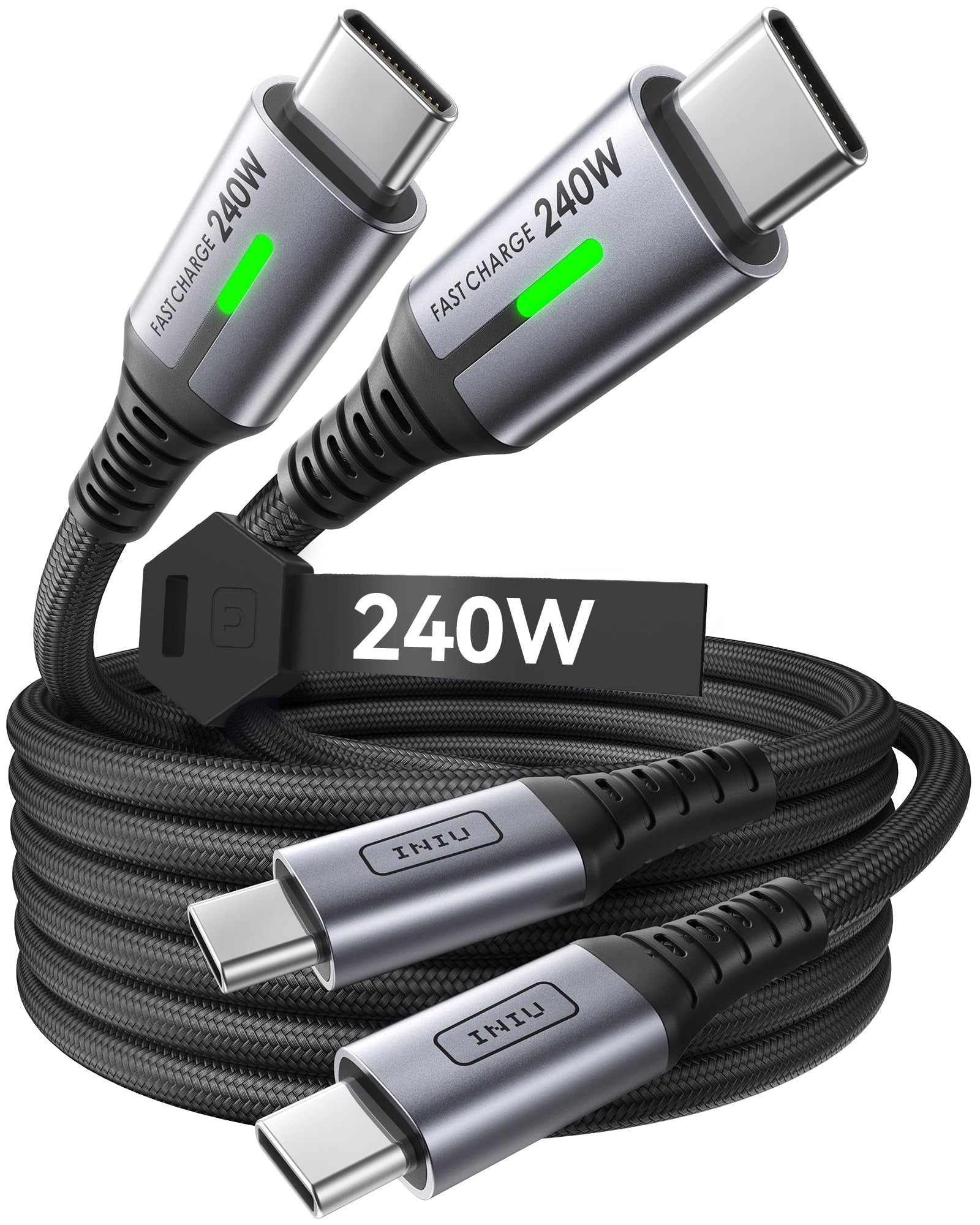 2E Сable USB-C > USB-C charge/data, 1m, 60W Type-C, Glow, black