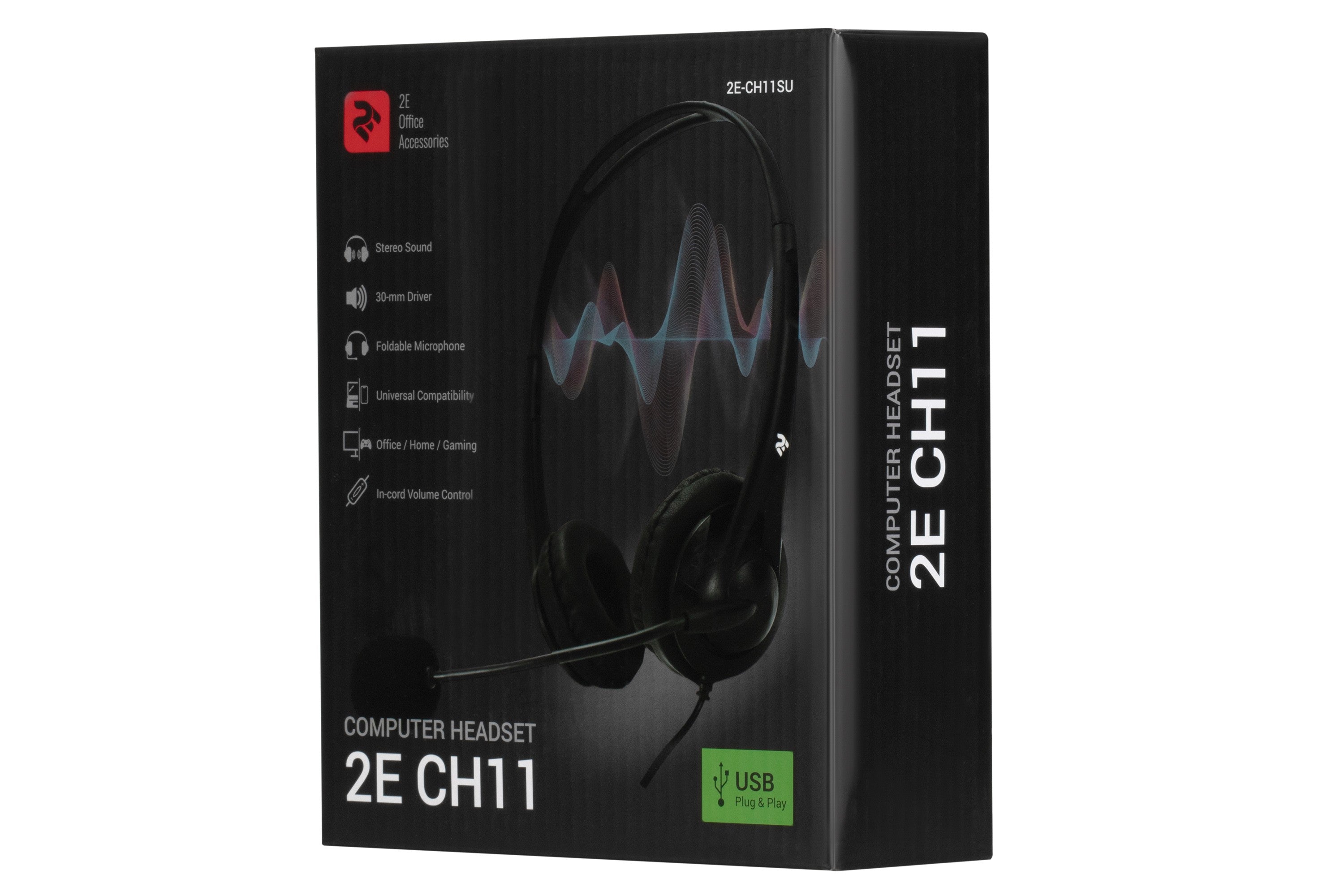 2E PC headset mono On-ear CH12 USB, omni-mic, 2m, black