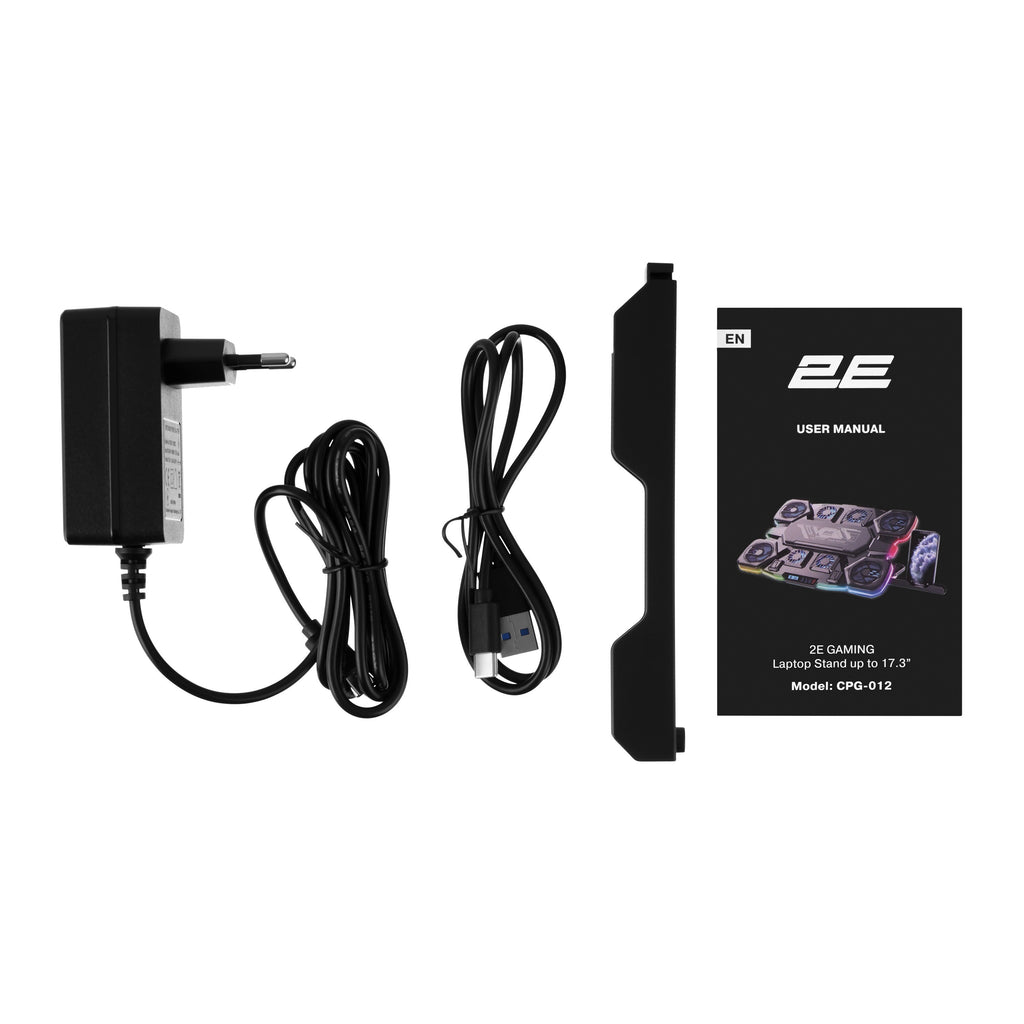 2E GAMING Laptop stand CPG-001, up to 14", 1xUSB-A, Blue LED, black