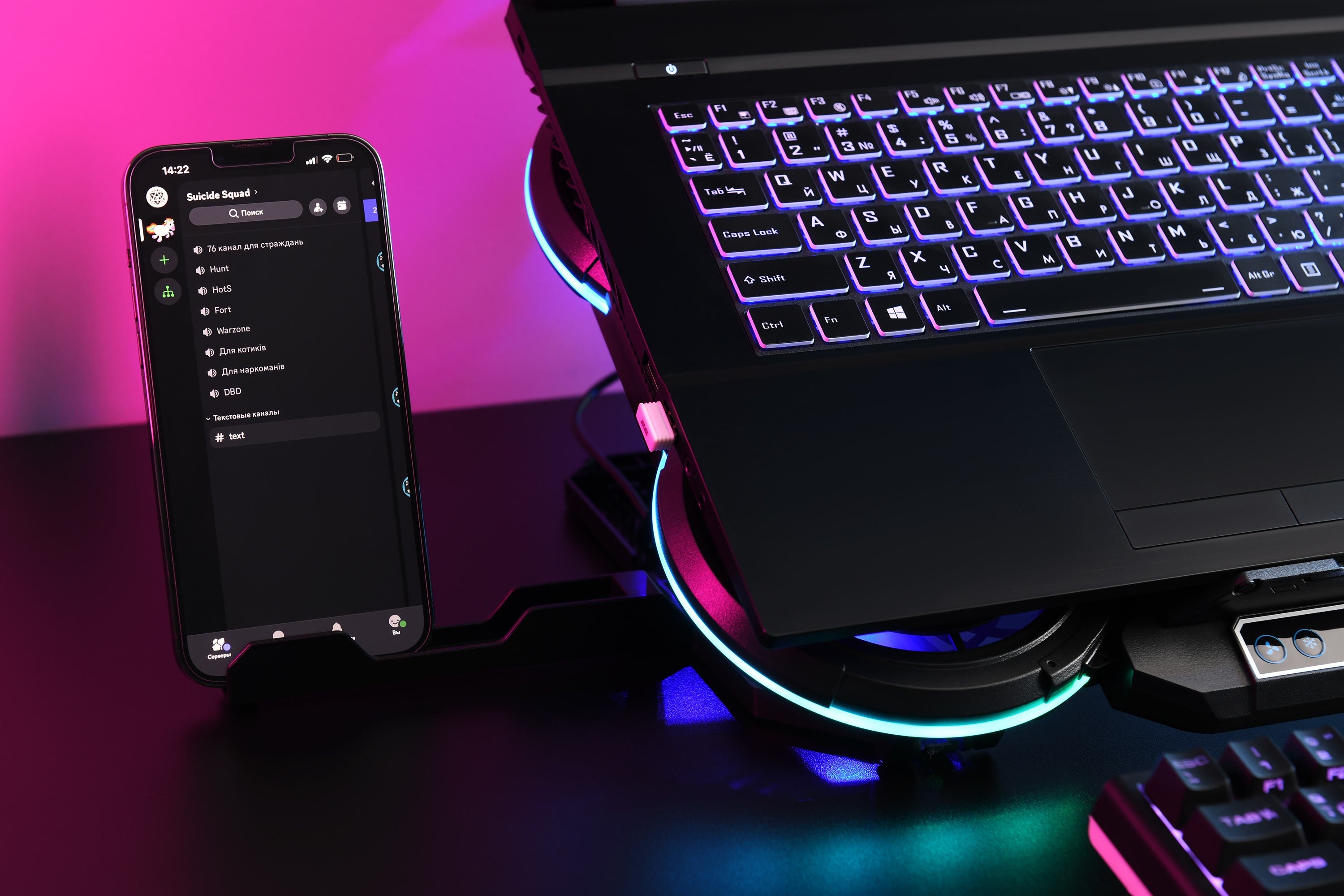 2E GAMING Laptop stand CPG-004, up to 15.6", 2xUSB-A, LCD/phone holder, RGB, black