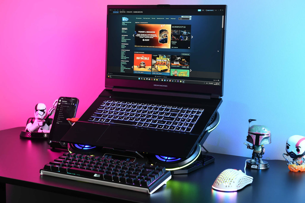 2E GAMING Laptop stand CPG-006, up to 17.3", 2xUSB-A, LCD/phone holder, RGB, black