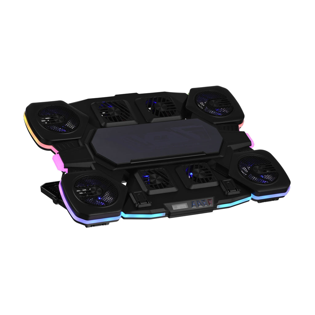 2E GAMING Laptop stand CPG-011, up to 17.3", 1xUSB-A, 1xUSB-C, LCD, RGB, black