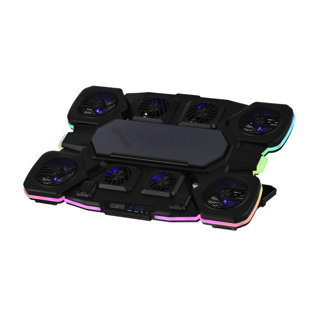 2E GAMING Laptop stand CPG-012, up to 17.3", 1xUSB-A, 1xUSB-C, LCD/semiconductor cooling pad, RGB, black
