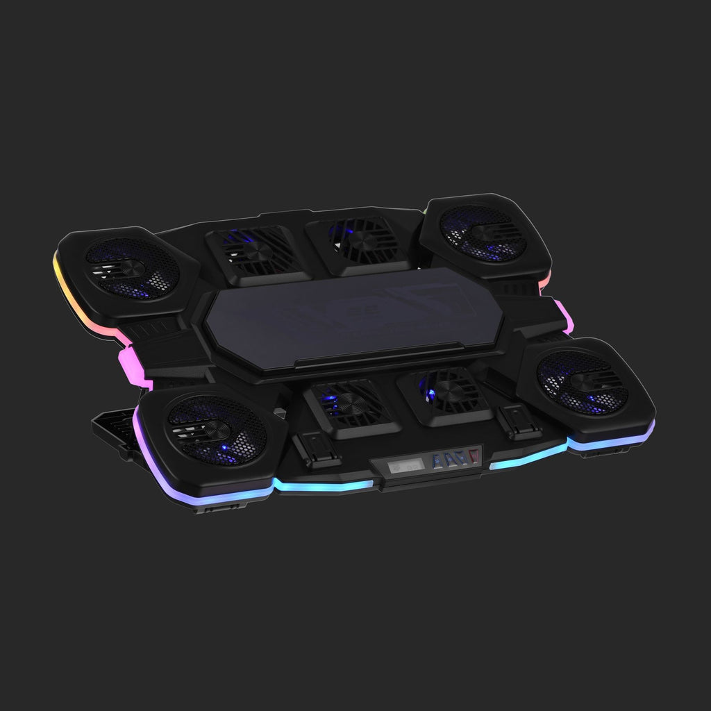 2E GAMING Laptop stand CPG-012, up to 17.3", 1xUSB-A, 1xUSB-C, LCD/semiconductor cooling pad, RGB, black