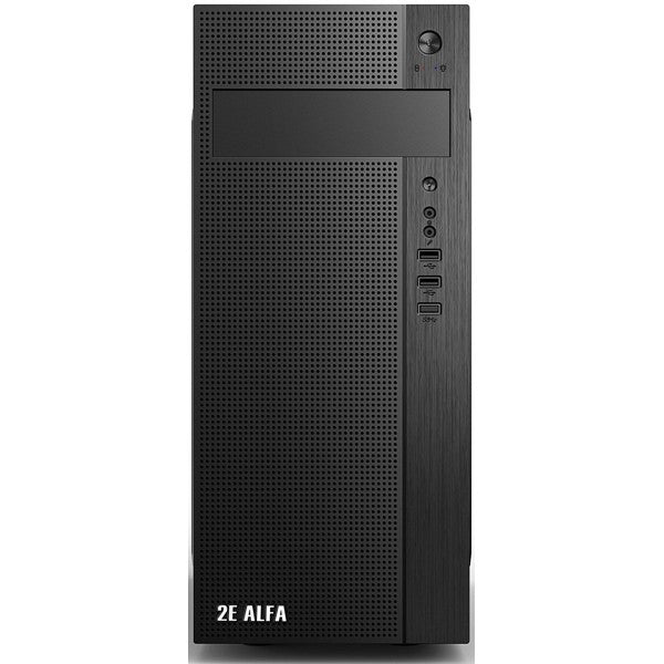 2E Computer case ALFA (E185-400) MidT, PSU 2E ATX400W, MidT,2xUSB2.0,1xUSB3.0, steel (side panel), black
