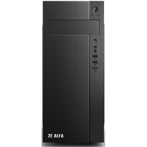 2E Computer case ALFA (E185-400) MidT, PSU 2E ATX400W, MidT,2xUSB2.0,1xUSB3.0, steel (side panel), black