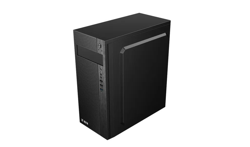 2E Computer case ALFA (E185) MidT,2xUSB2.0,1xUSB3.0, steel (side panel), without PSU, black