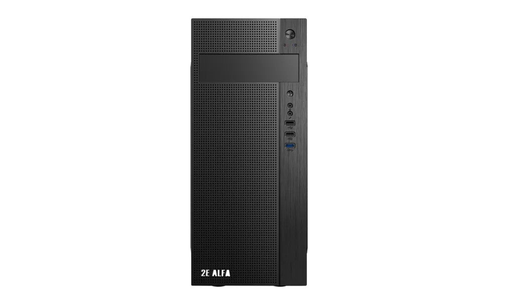 2E Computer case ALFA (E185) MidT,2xUSB2.0,1xUSB3.0, steel (side panel), without PSU, black