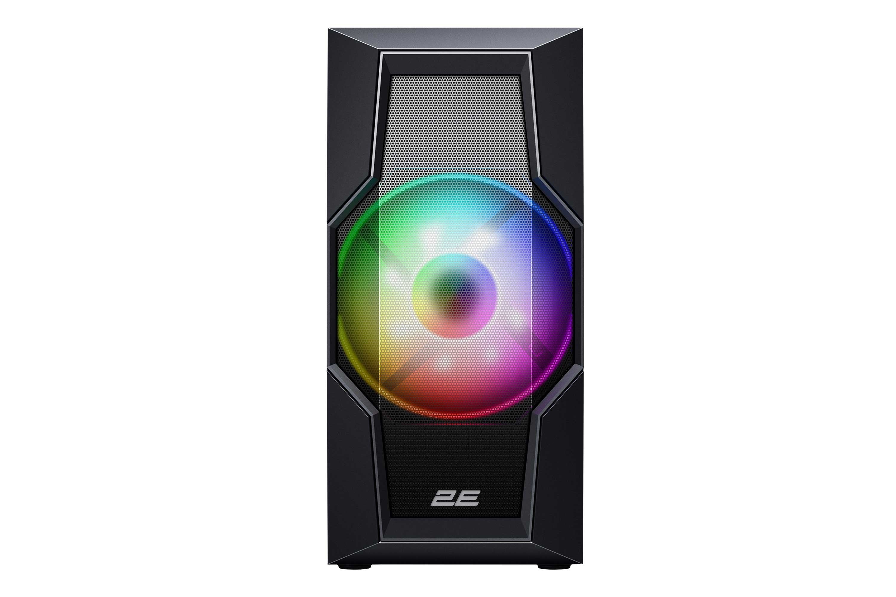 2E GAMING Computer case TURBO (G2057B) , MidT, 2xUSB2.0,1xUSB3.0, 1x200+3x120ARGB,TG (side panel),without PSU,black