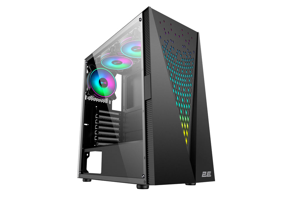 2E Gaming Computer case Infinity G205A, without PSU, 2xUSB 3.0, 1xUSB Type-C, 1x120mm ARGB, 2x120mm, ARGB strip, TG Side Panel, ATX, Black