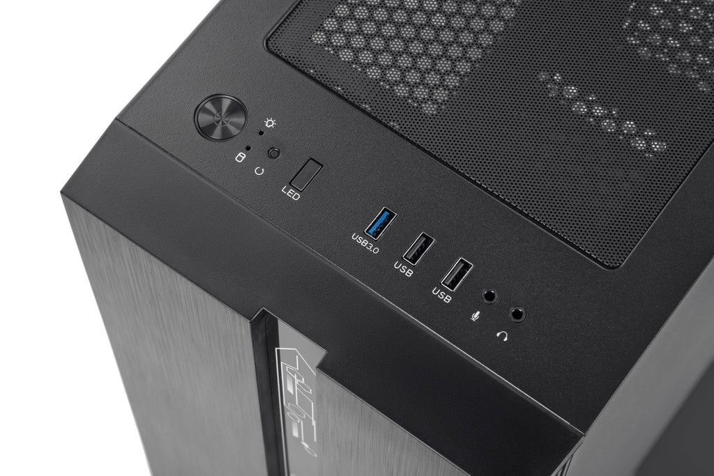 2E GAMING Computer case RUNA (G2107) MidT, 2xUSB2.0, 1xUSB3.0,1x120mm ARGB+ ARGB strip,TG (side panel),without PSU,black