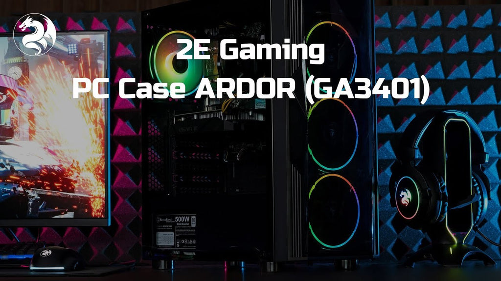 2E GAMING PC case Aruba G3313B, without PSU, 1xUSB3.0, 2xUSB2.0, 5x120mm ARGB, VGA 300mm, LCS ready, HUB, TG Side Panel, ATX, black