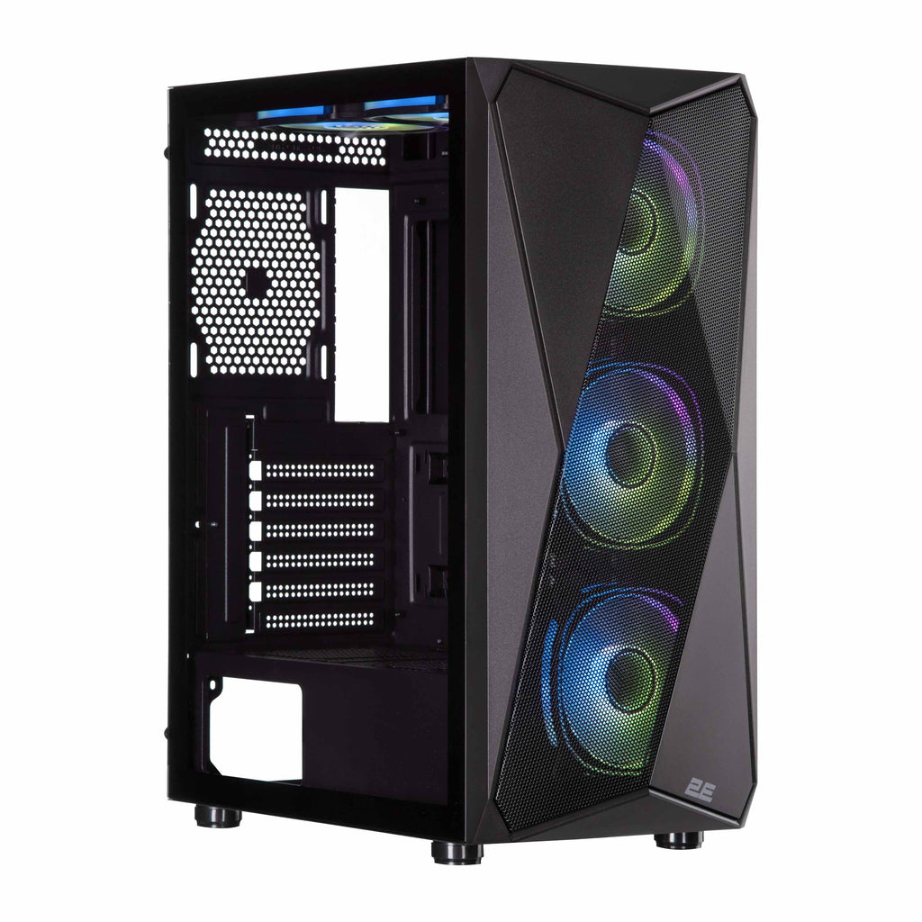 2E GAMING PC case Aruba G3313W, without PSU, 1xUSB3.0, 2xUSB2.0, 5x120mm ARGB, VGA 330mm, LCS ready, HUB, TG Side Panel, ATX, white