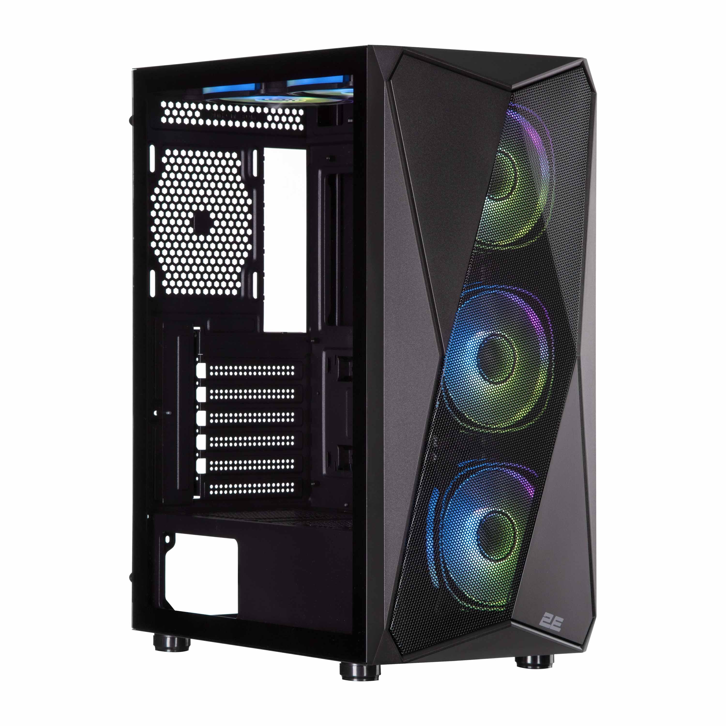 2E GAMING PC case Aruba G3313W, without PSU, 1xUSB3.0, 2xUSB2.0, 5x120mm ARGB, VGA 330mm, LCS ready, HUB, TG Side Panel, ATX, white