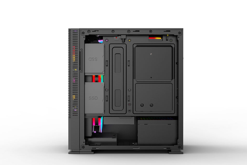 2E GAMING Computer case CALLEO (GB700) MiniT, Micro ATX,Mini ITX,2xUSB2.0,1xUSB3.0,4x120mm ARGB, TG (side panel), without PSU, black
