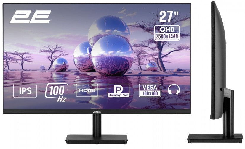 Monitor 2E 27" H2724B D-Sub, HDMI, DP, IPS, 2560x1440, 100Hz, FreeSync