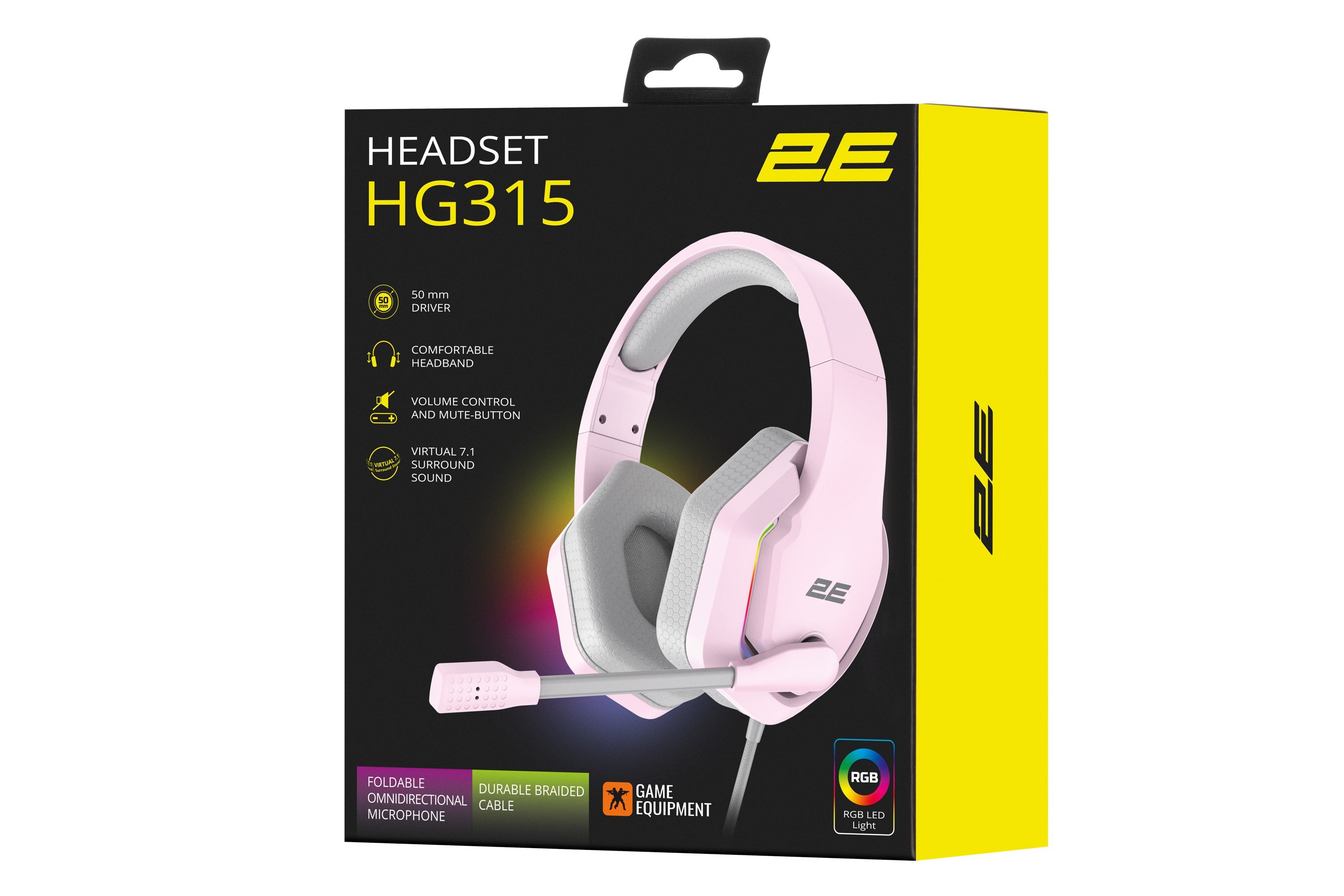 2E GAMING Headset HG315, 7.1, USB-A, RGB, 2m, pink
