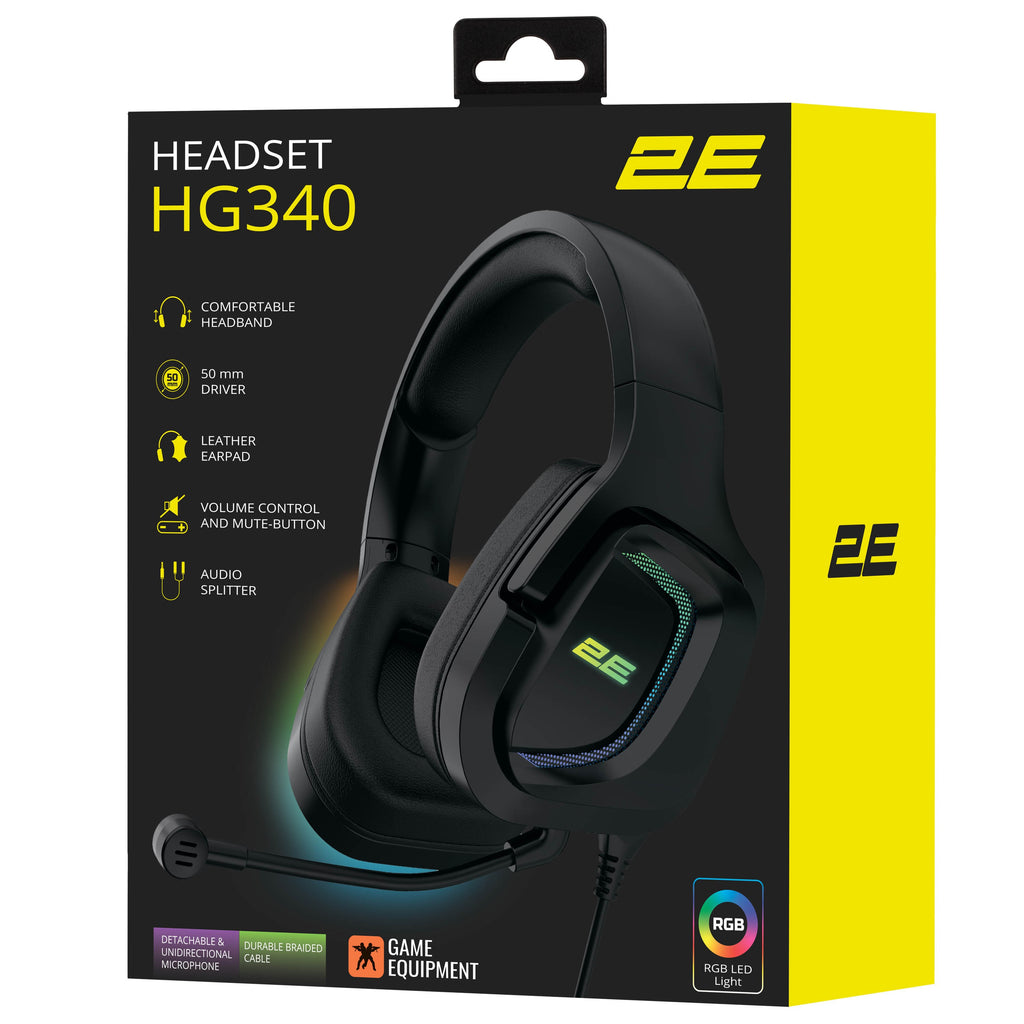 2E GAMING Headset HG340, mini-jack/dual 3.5mm, RGB, 2m, black