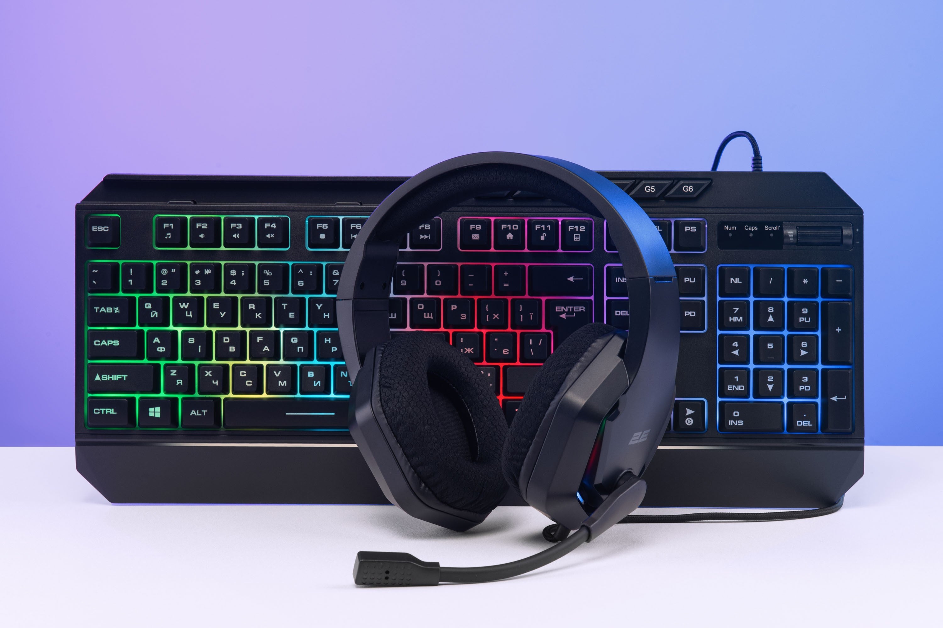 2E GAMING Membrane keyboard KG315 110key, USB-A, EN/UA, RGB, black