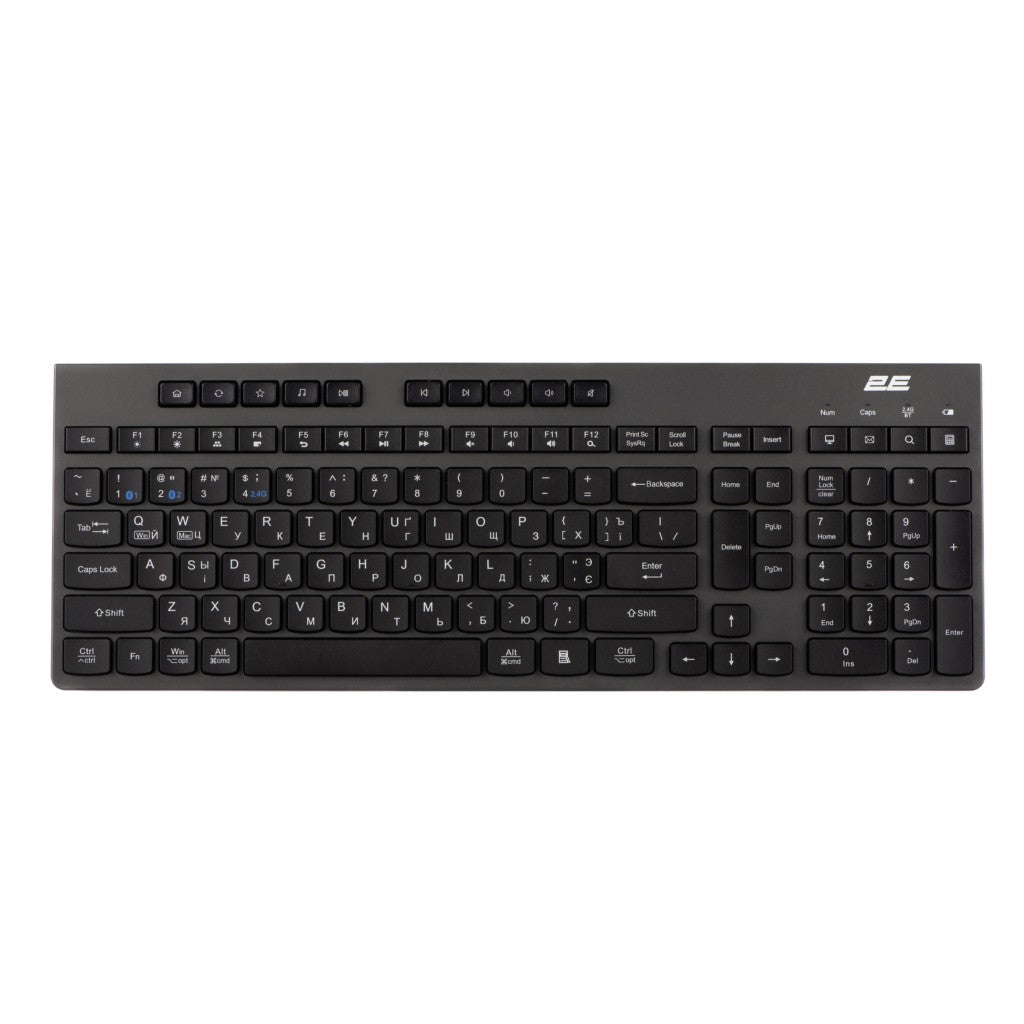 2E Keyboard membrane KS270 105key, WL/BT, EN/UK/RU, grey-black