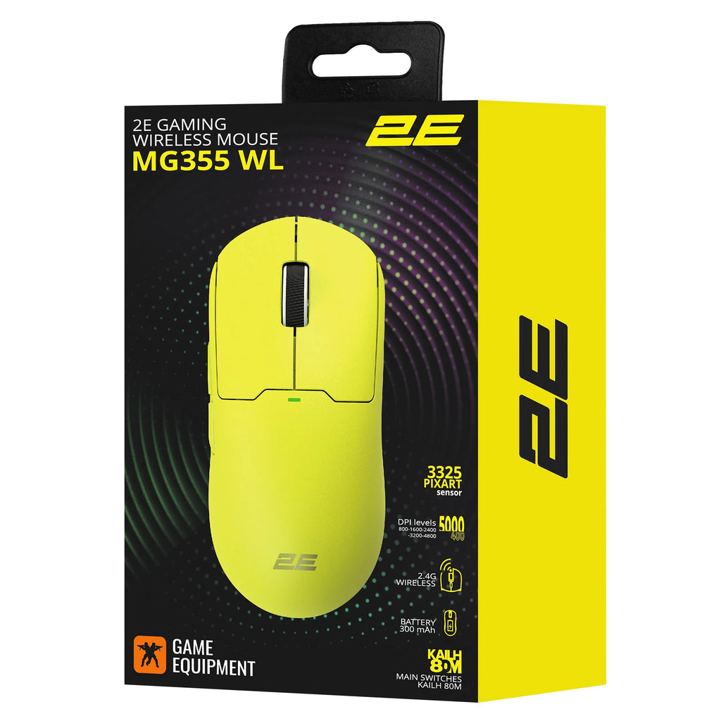 2E GAMING Mouse MG355 WL, RGB, USB-A/WL, yellow
