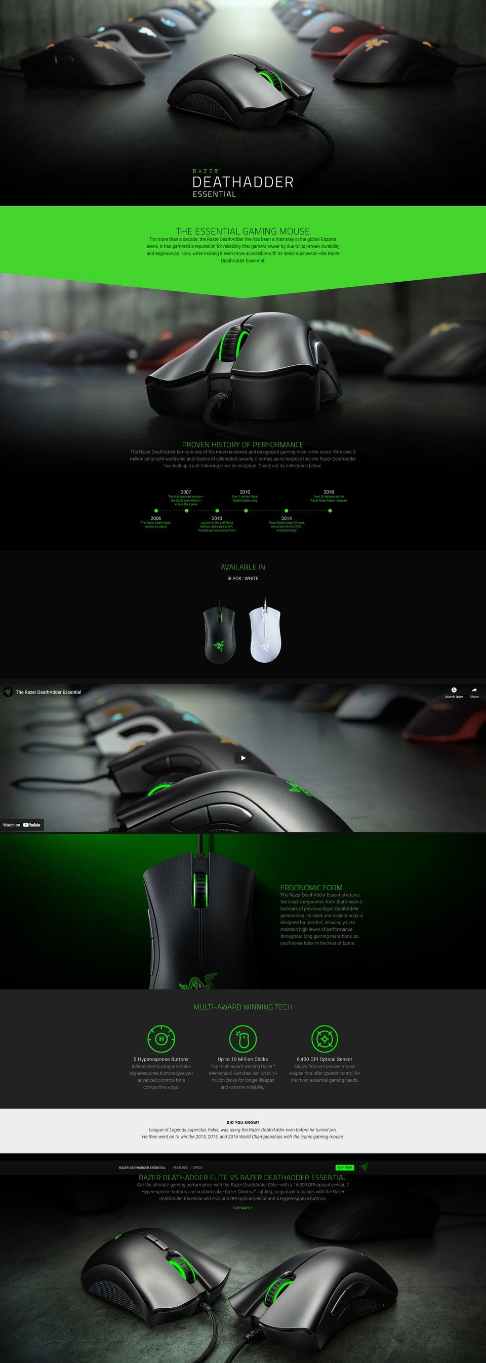 Razer Mouse DeathAdder Essential Ed., White LED, USB-A, white