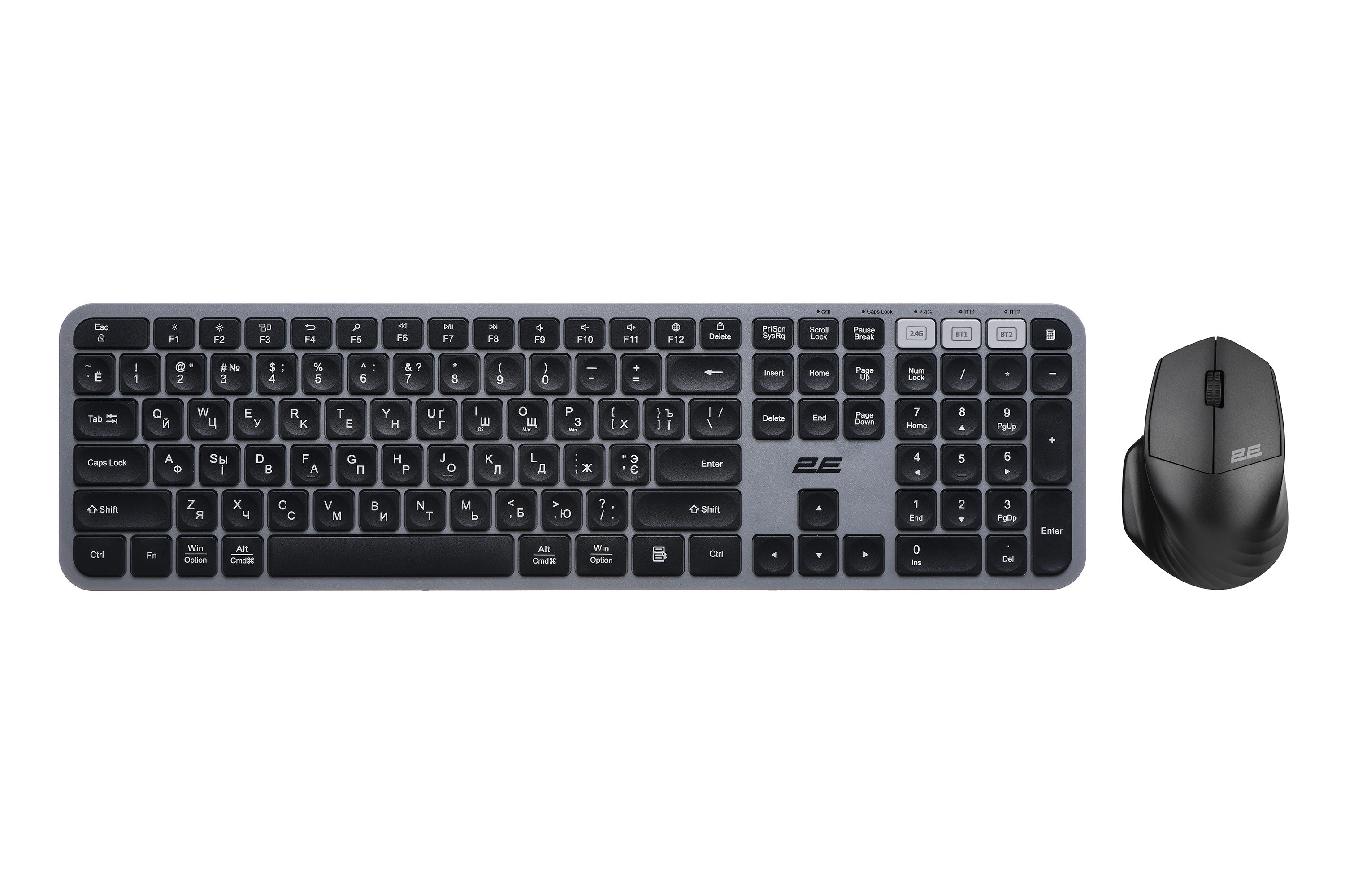 2E Combo keyboard and mouse MK430 WL/BT, EN/UK/RU, grey-black