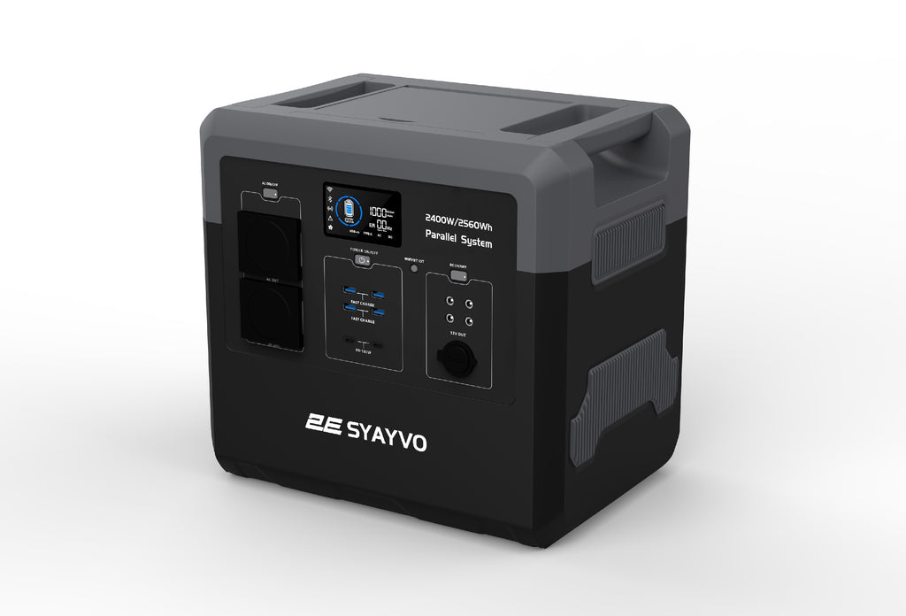 2E Power Station Syayvo 2400W/2560Wh, WiFi/BT, Parallel System, Fast Charging