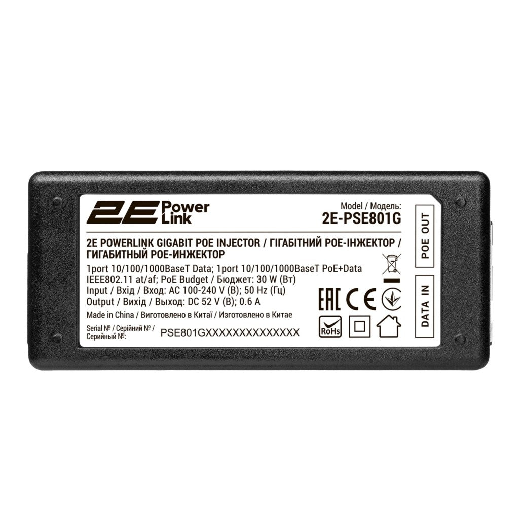 2E PowerLink PoE-Injector PSE801G 1xGE, 1xGE PoE, 30W