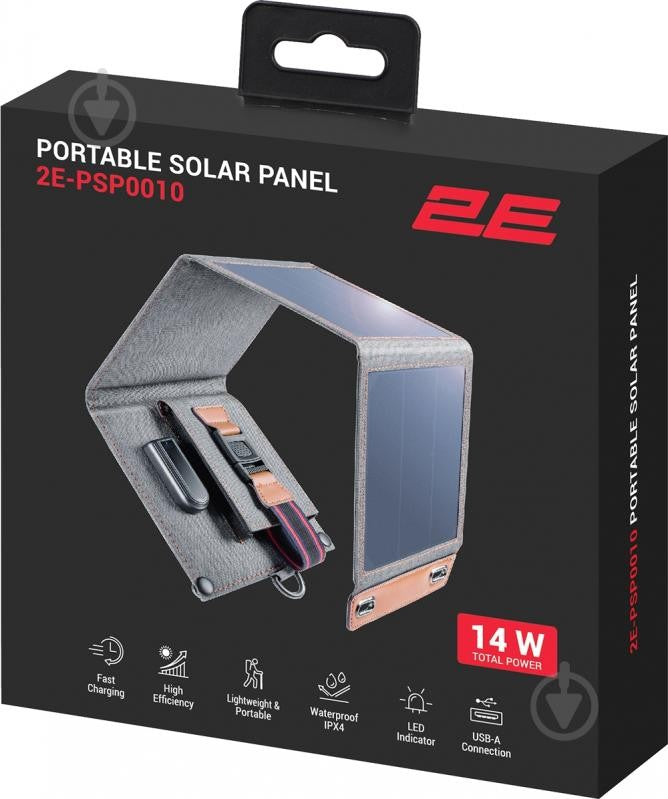 2E portable solar panel, 14 W, USB-A 5V/2.4A