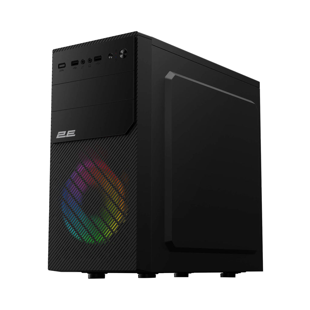 2E Computer case BASIS (RD850) MiniT, Micro ATX,Mini ITX,2xUSB2.0,1xUSB3.0,1x120mm ARGB,acrylic,(side panel), without PSU, black