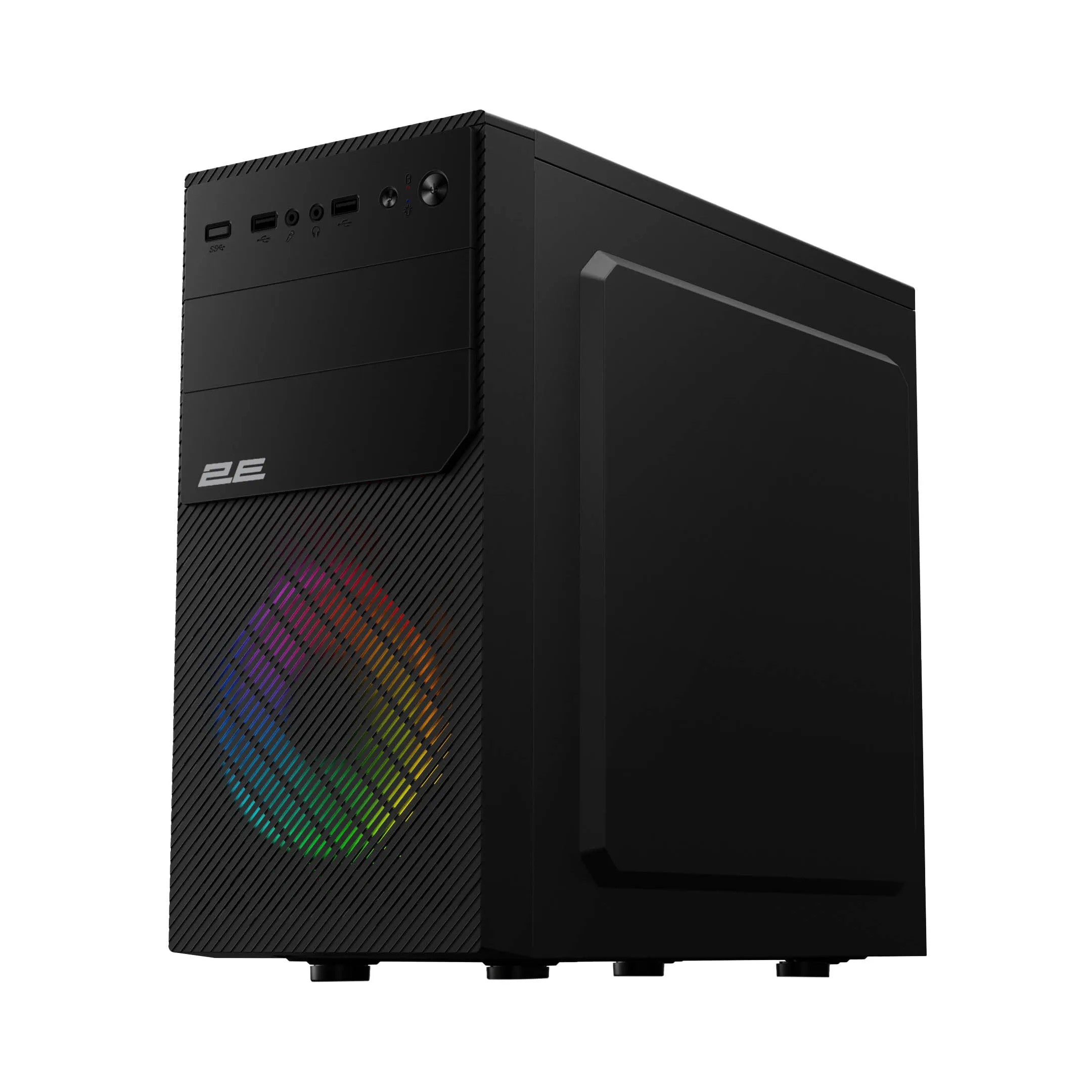 2E Computer case BASIS (RD850) MiniT, Micro ATX,Mini ITX,2xUSB2.0,1xUSB3.0,1x120mm ARGB,acrylic,(side panel), without PSU, black