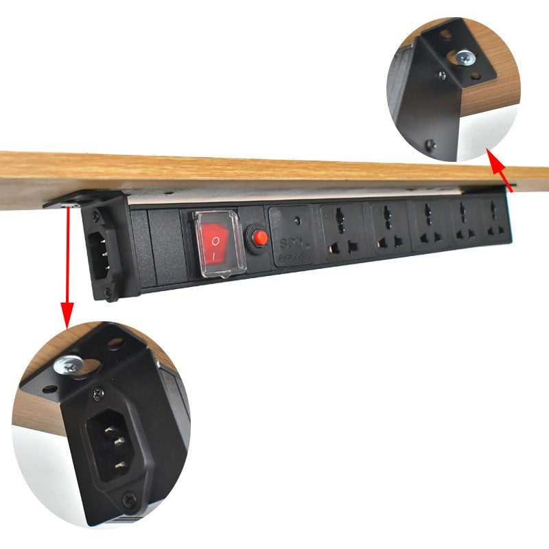 2E Power strip with surge protection, 5m, 5xTypeF, 16A, black