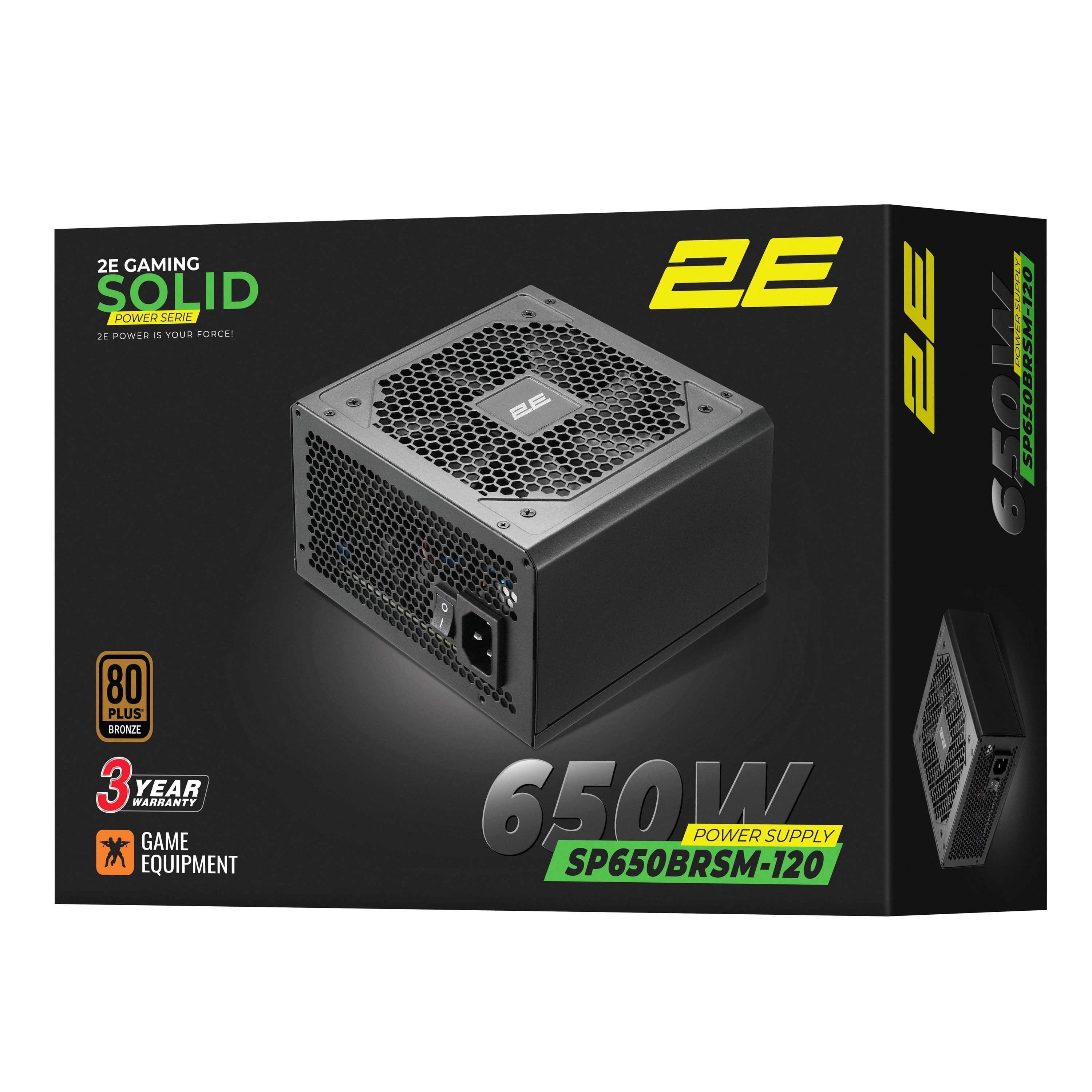 2E GAMING PSU Solid Power (750W), >85%, 80+ Bronze, 120mm, 1xMB 24pin(20+4), 2xCPU 8pin(4+4), 3xMolex, 6xSATA, 4xPCIe 8pin(6+2), Semi Modular