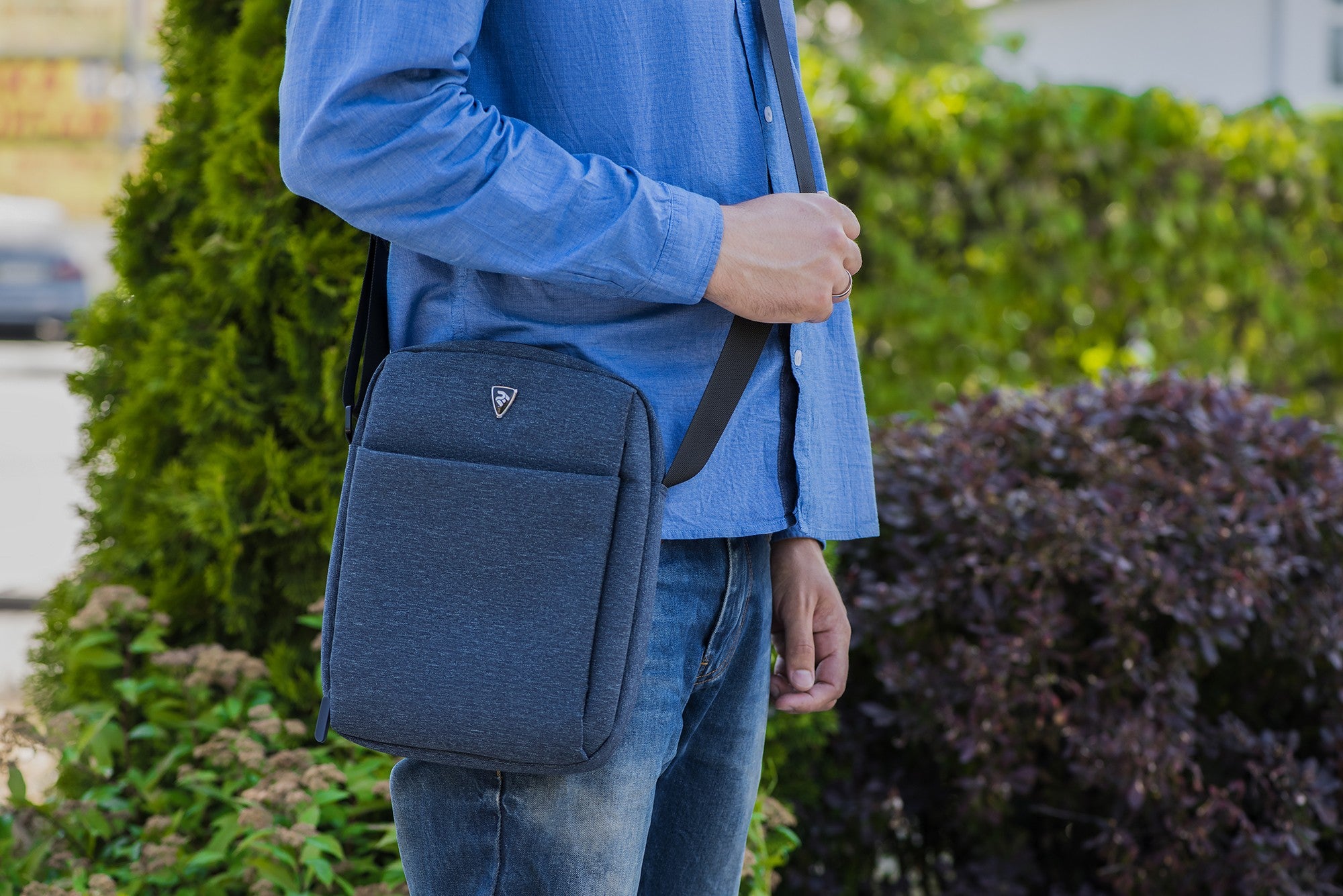 2E Vertical Bag 2E, Melange 10", Navy-Blue