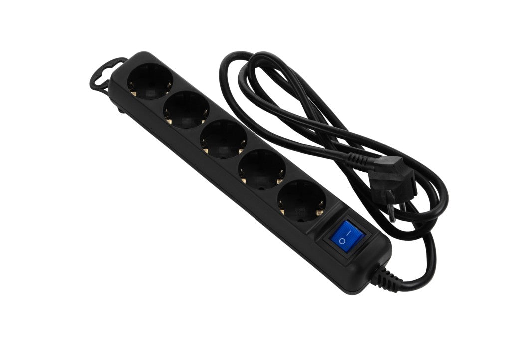 2E power strip 5XSchuko switch, 3G*0.75mm2, 3m, Black