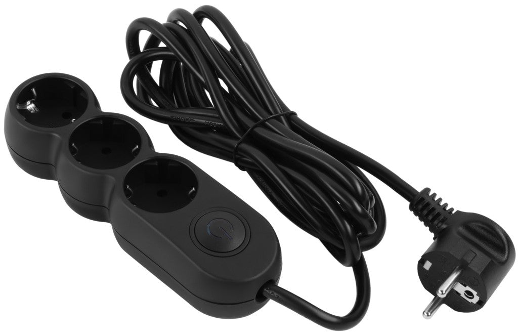 2E power strip 5XSchuko switch, 3G*0.75mm2, 3m, Black
