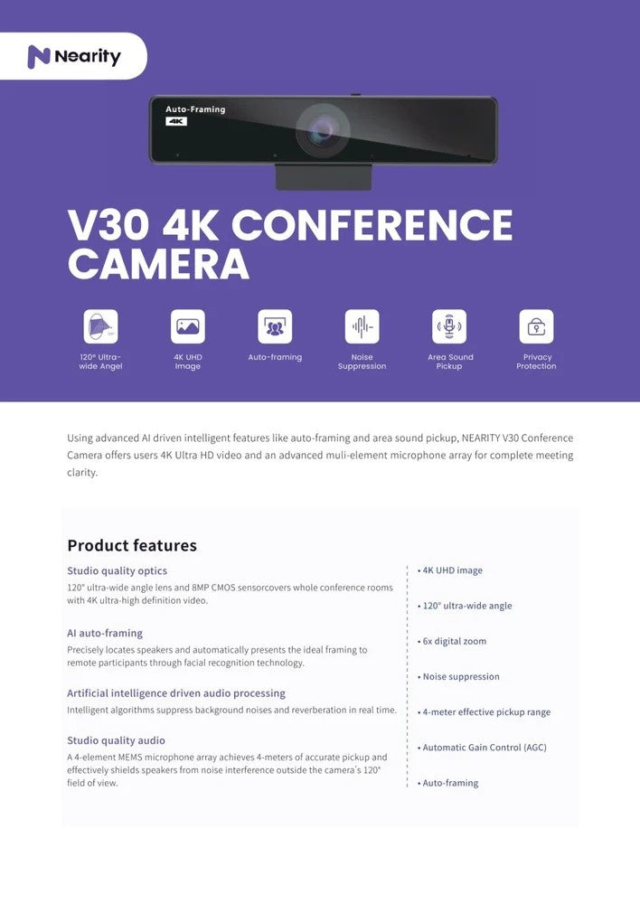 2E VIDEO CONFERENCE CAMERA UHD 4K Black
