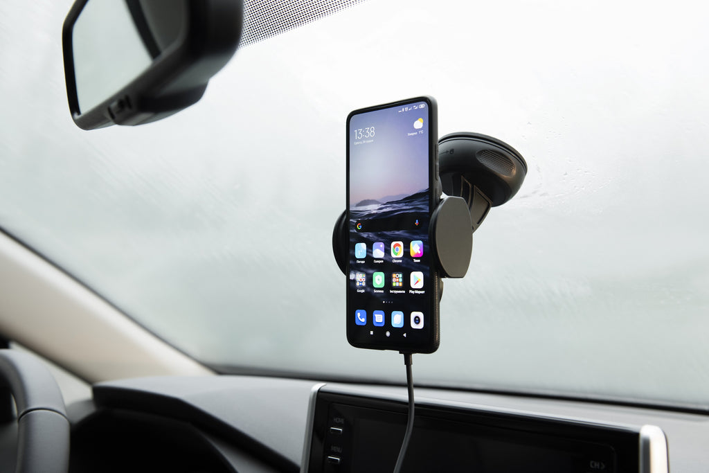 2E Car Holder window wireless with 2USB 60W car charger