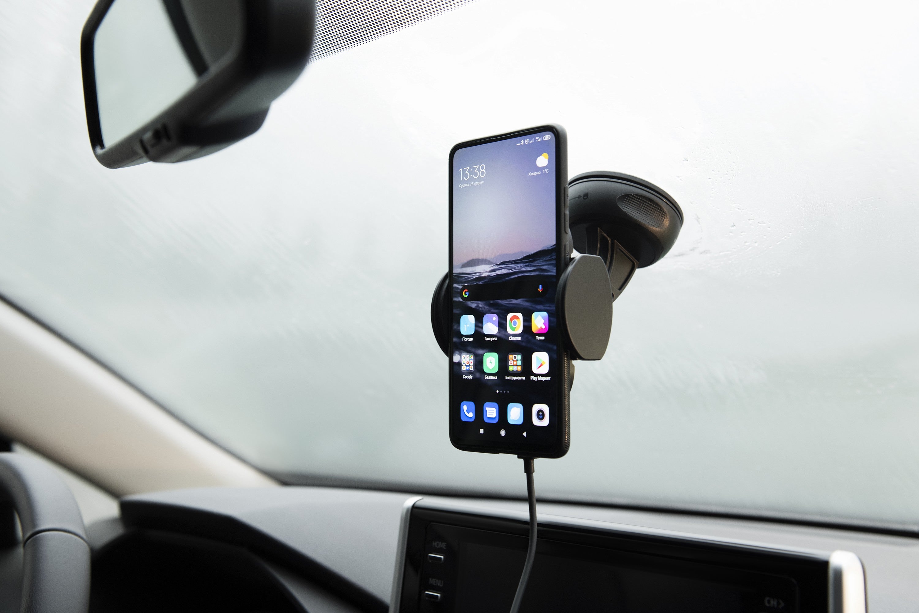 2E Car Holder window wireless with 2USB 60W car charger