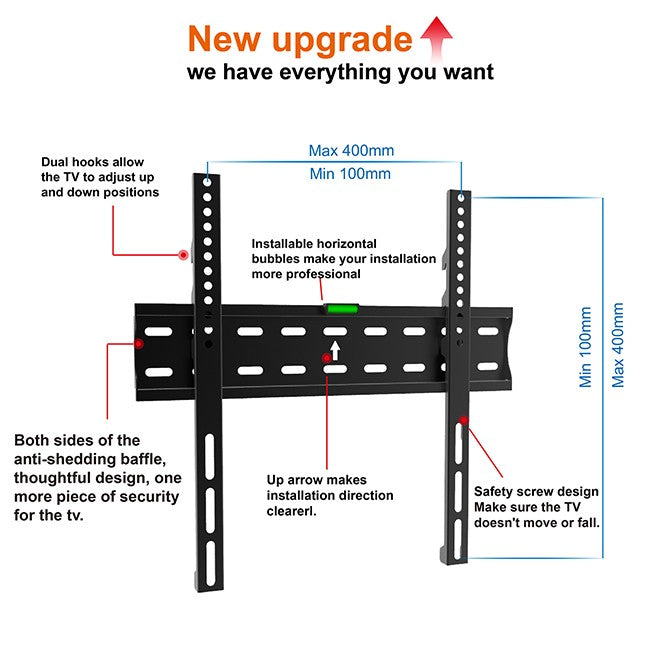 Fixed TV mount 23-55" 2E Sil thin with magnets