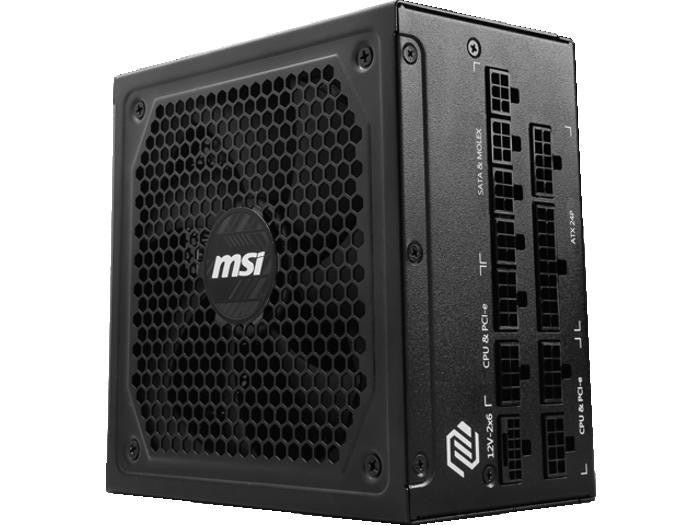 MSI PSU MAG A1000GL PCIE5 90%, 80 PLUS Gold, 135mm, 1xMB 24pin, 2xCPU(4+4 pin), 4xMolex, 12xSATA, 4xPCIe 8pin(6+2), 1xPCIe GEN5 16pin, Fully Modular