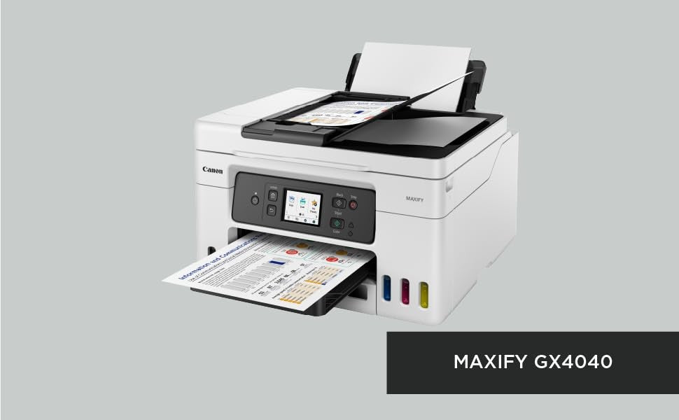 Canon MFP MAXIFY GX7040, A4 24/15.5 ipm / 600x1200dpi, Duplex,ADF, Wi-Fi, Ethernet, USB, 45K p/m (GI-46) ) (Black: 6,000 pages (Economy mode 9,000 pag