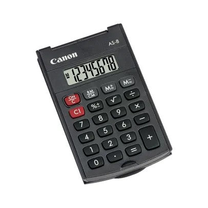 Canon 8-digit handheld calculator with arc design and 360 degree upward folding durable cover