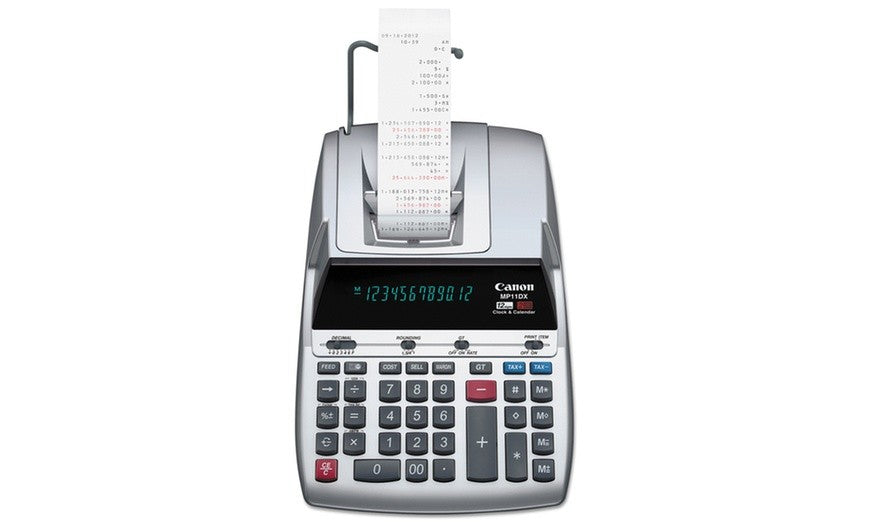 Canon This fast, 14-digit, 2-colour ink ribbon printing calculator offers comprehensive tax, business and currency conversion functions. It has a larg