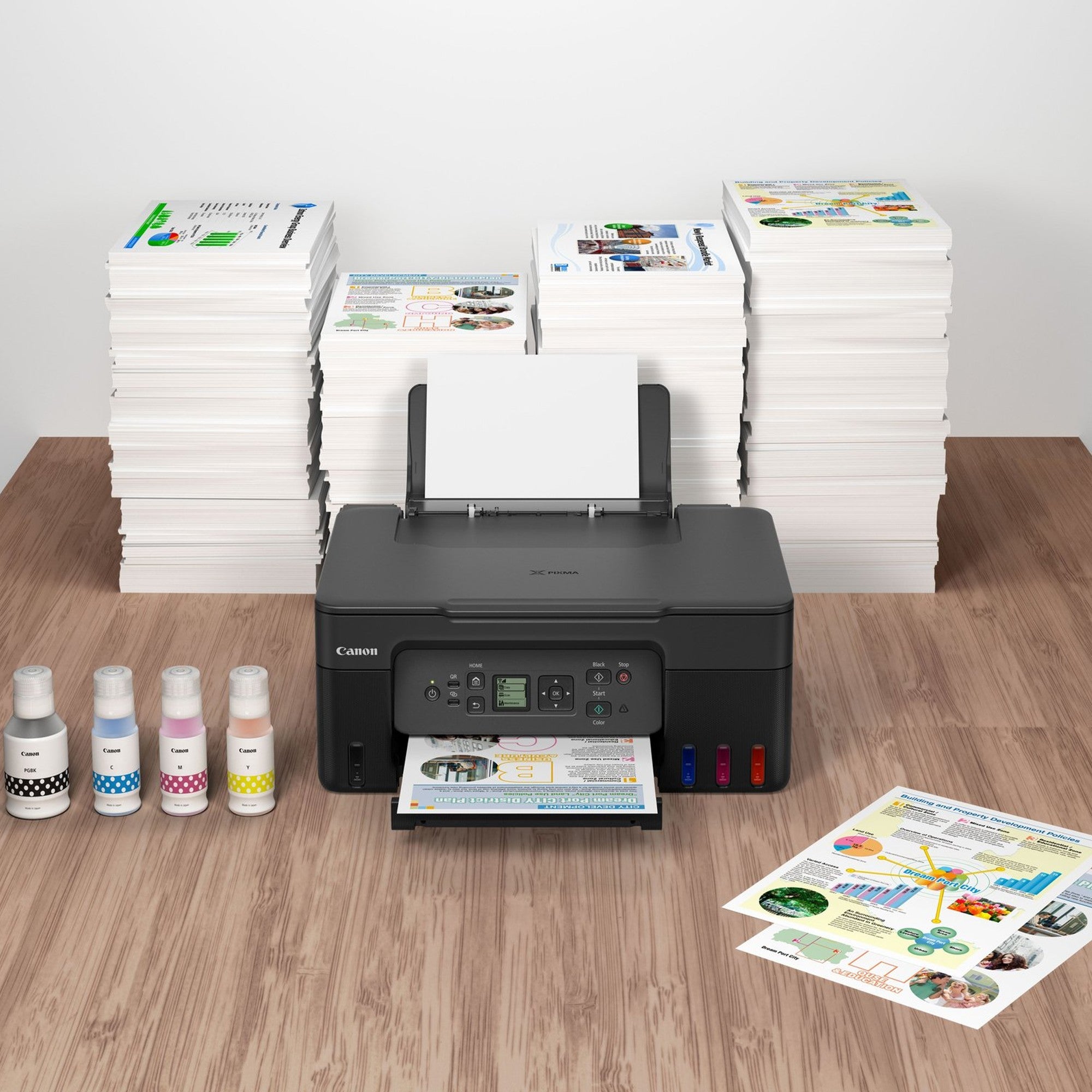 Canon MFP PIXMA G3470 An efficient multi-functional printer, with high yield ink bottles, printing : Up to 4800 x 1200 dpi 2 FINE Cartridges (Black an
